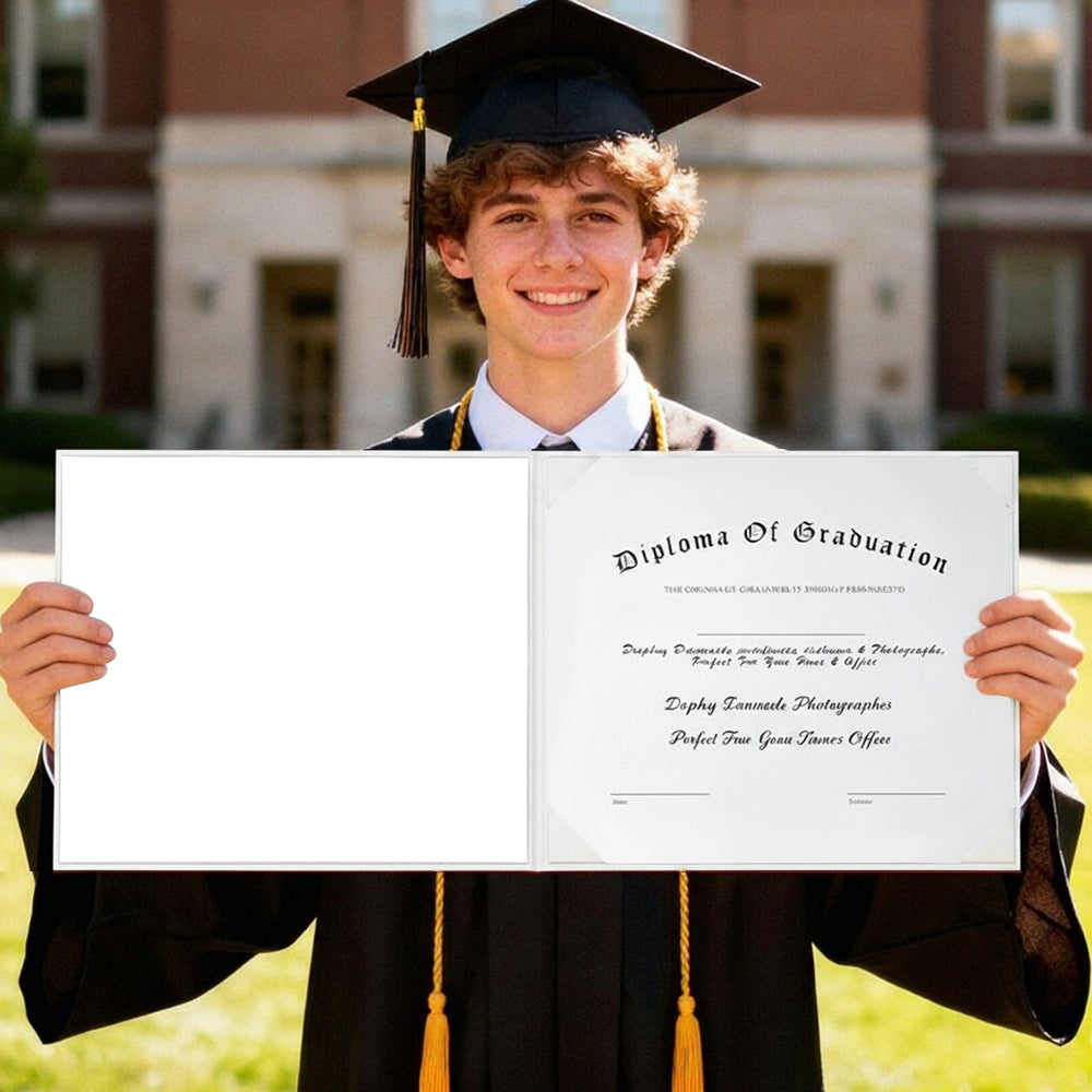 8.5" x 11" Plain Diploma Cover Book Style - PU Leather Certificate Holder Perfect for Graduates & Schools