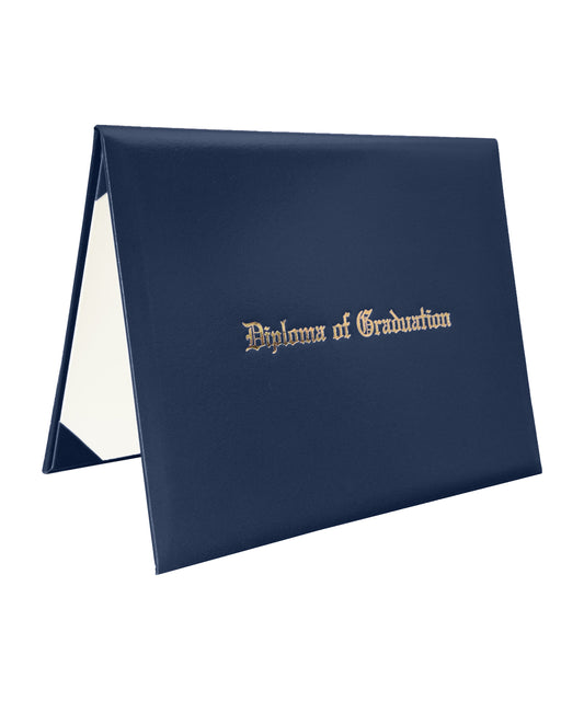 Navy Imprinted Diploma Cover – Premium Leather Holder for High School & College Diplomas