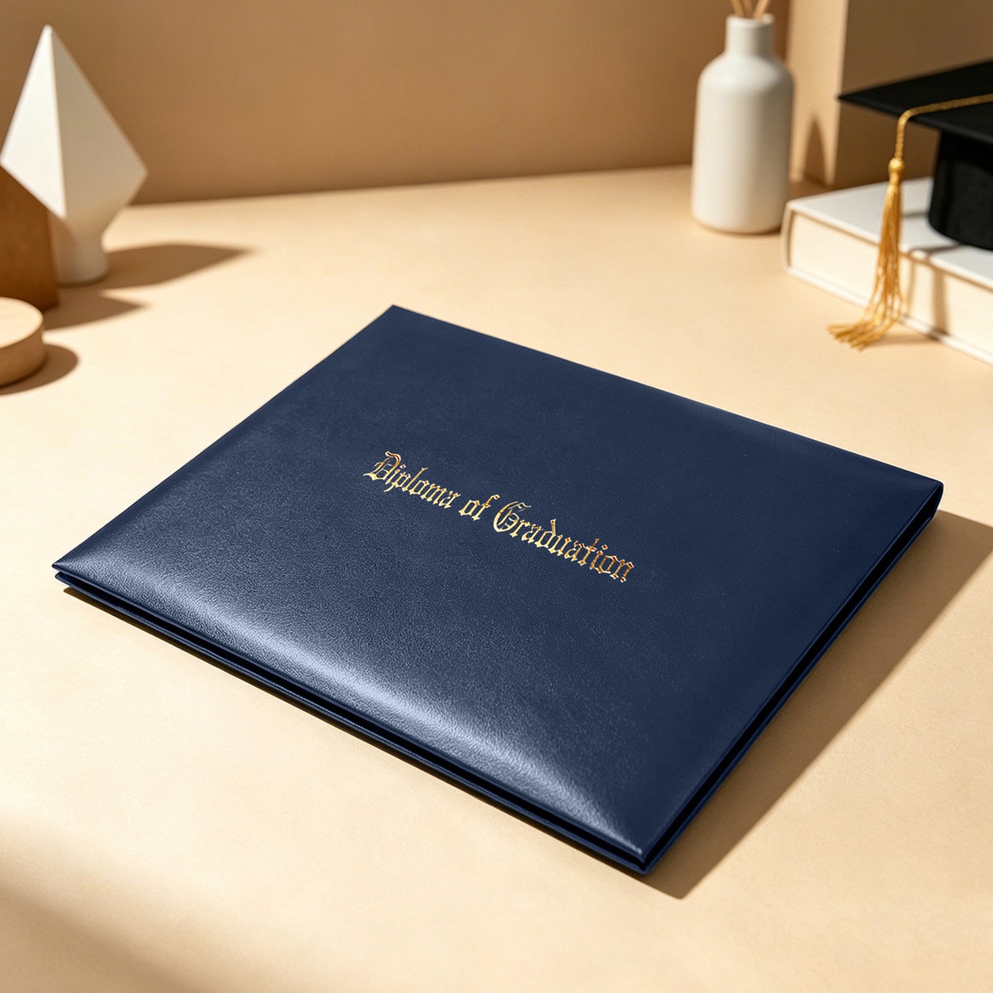 8.5" x 11" Imprinted Diploma Cover Tent Style – Gold Foil Graduation Certificate Holder with Corner Ribbons