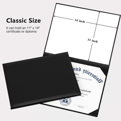 11" x 14" Plain Diploma Cover Tent Style – PU Leather Certificate Holder with Foam Padding & Corner Ribbons Large Certificate Holder