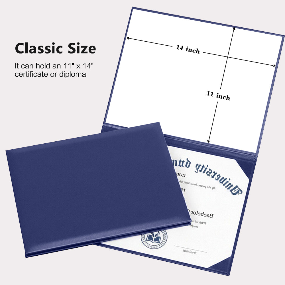 11" x 14" Plain Diploma Cover Tent Style – PU Leather Certificate Holder with Foam Padding & Corner Ribbons Large Certificate Holder