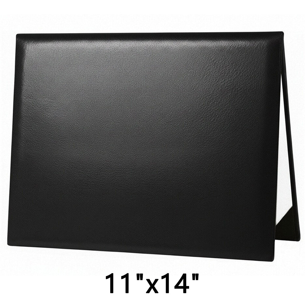 11" x 14" Plain Diploma Cover Tent Style – PU Leather Certificate Holder with Foam Padding & Corner Ribbons Large Certificate Holder