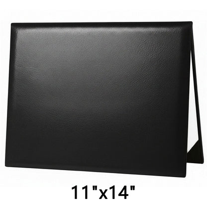 11" x 14" Plain Diploma Cover Tent Style – PU Leather Certificate Holder with Foam Padding & Corner Ribbons Large Certificate Holder