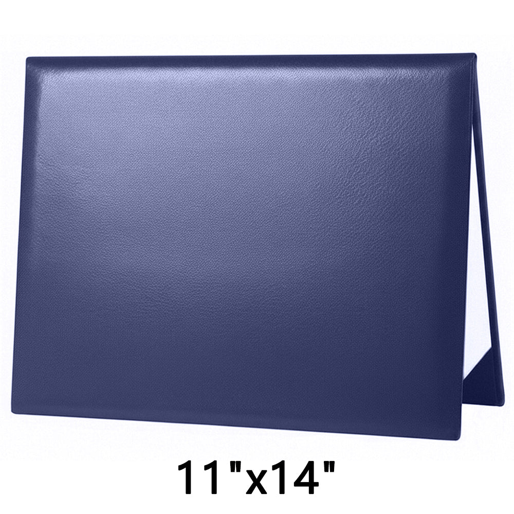 11" x 14" Plain Diploma Cover Tent Style – PU Leather Certificate Holder with Foam Padding & Corner Ribbons Large Certificate Holder