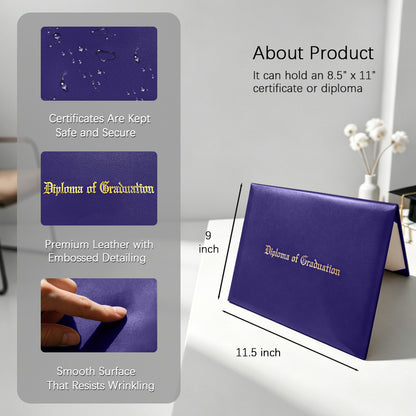 8.5" x 11" Imprinted Diploma Cover Tent Style – Gold Foil Graduation Certificate Holder with Corner Ribbons