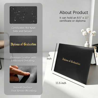 8.5" x 11" Imprinted Diploma Cover Tent Style – Gold Foil Graduation Certificate Holder with Corner Ribbons