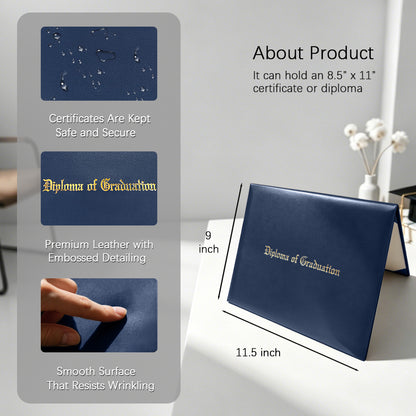 8.5" x 11" Imprinted Diploma Cover Tent Style – Gold Foil Graduation Certificate Holder with Corner Ribbons
