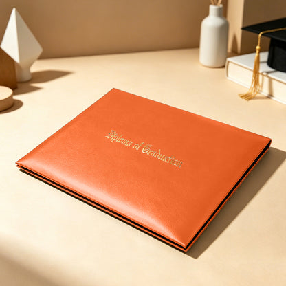 8.5" x 11" Imprinted Diploma Cover Tent Style – Gold Foil Graduation Certificate Holder with Corner Ribbons