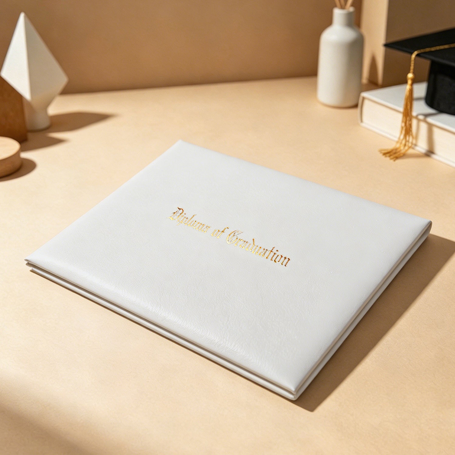 8.5" x 11" Imprinted Diploma Cover Tent Style – Gold Foil Graduation Certificate Holder with Corner Ribbons