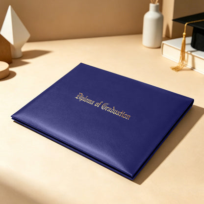 8.5" x 11" Imprinted Diploma Cover Tent Style – Gold Foil Graduation Certificate Holder with Corner Ribbons