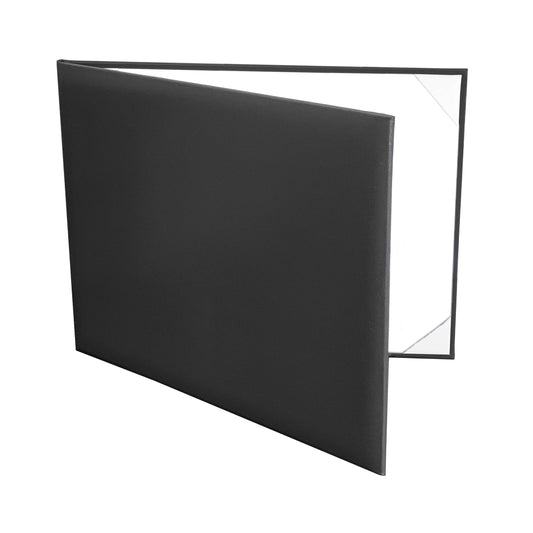 Black Graduation Diploma Cover Book Style – 8.5" x 11" Padded Leatherette Certificate Holder, Book Style with Ribbon Corners