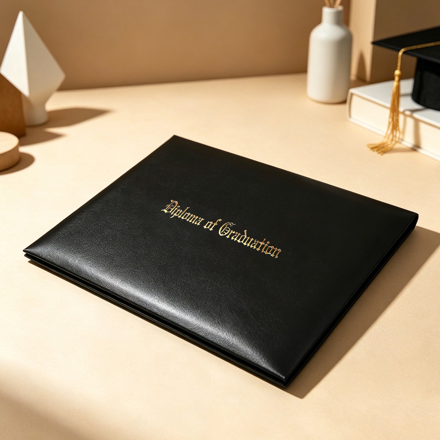8.5" x 11" Imprinted Diploma Cover Tent Style – Gold Foil Graduation Certificate Holder with Corner Ribbons