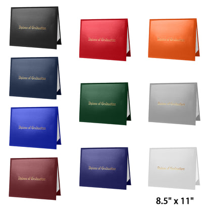 8.5" x 11" Imprinted Diploma Cover Tent Style – Gold Foil Graduation Certificate Holder with Corner Ribbons