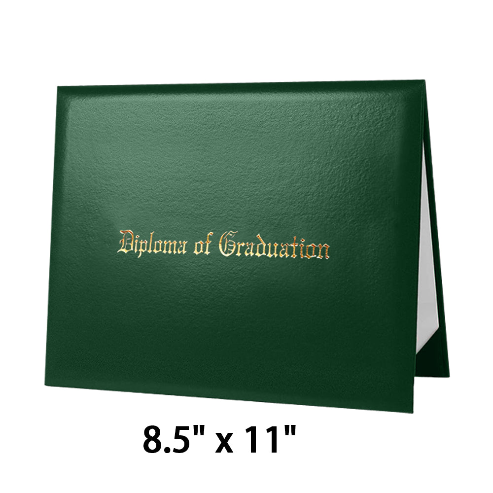 8.5" x 11" Imprinted Diploma Cover Tent Style – Gold Foil Graduation Certificate Holder with Corner Ribbons