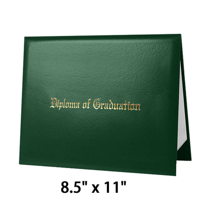 8.5" x 11" Imprinted Diploma Cover Tent Style – Gold Foil Graduation Certificate Holder with Corner Ribbons