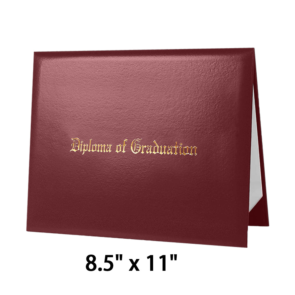 8.5" x 11" Imprinted Diploma Cover Tent Style – Gold Foil Graduation Certificate Holder with Corner Ribbons