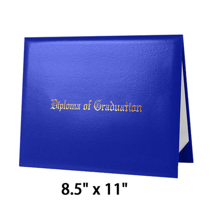 8.5" x 11" Imprinted Diploma Cover Tent Style – Gold Foil Graduation Certificate Holder with Corner Ribbons