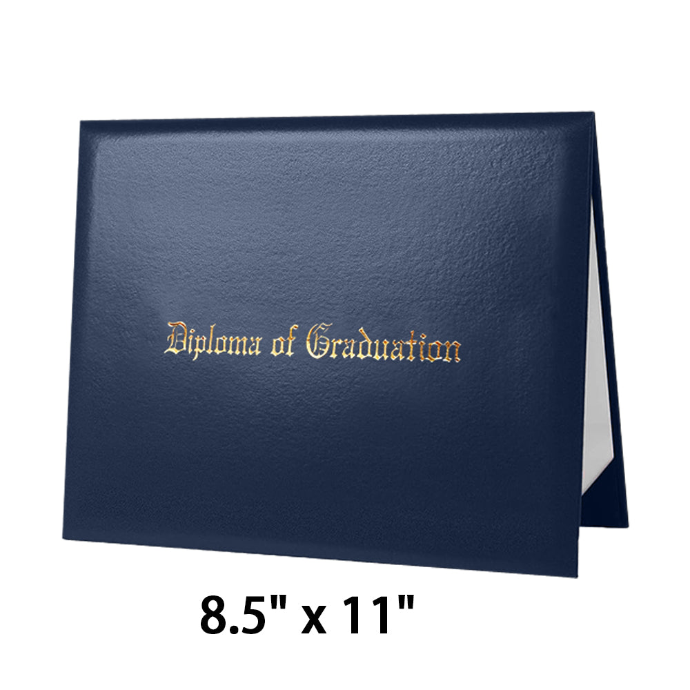 8.5" x 11" Imprinted Diploma Cover Tent Style – Gold Foil Graduation Certificate Holder with Corner Ribbons