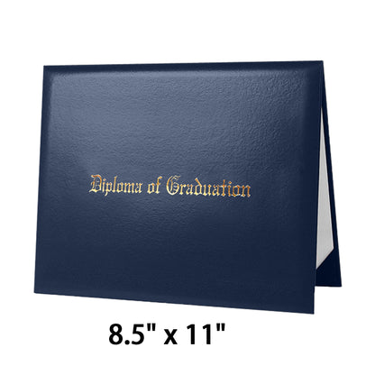 8.5" x 11" Imprinted Diploma Cover Tent Style – Gold Foil Graduation Certificate Holder with Corner Ribbons