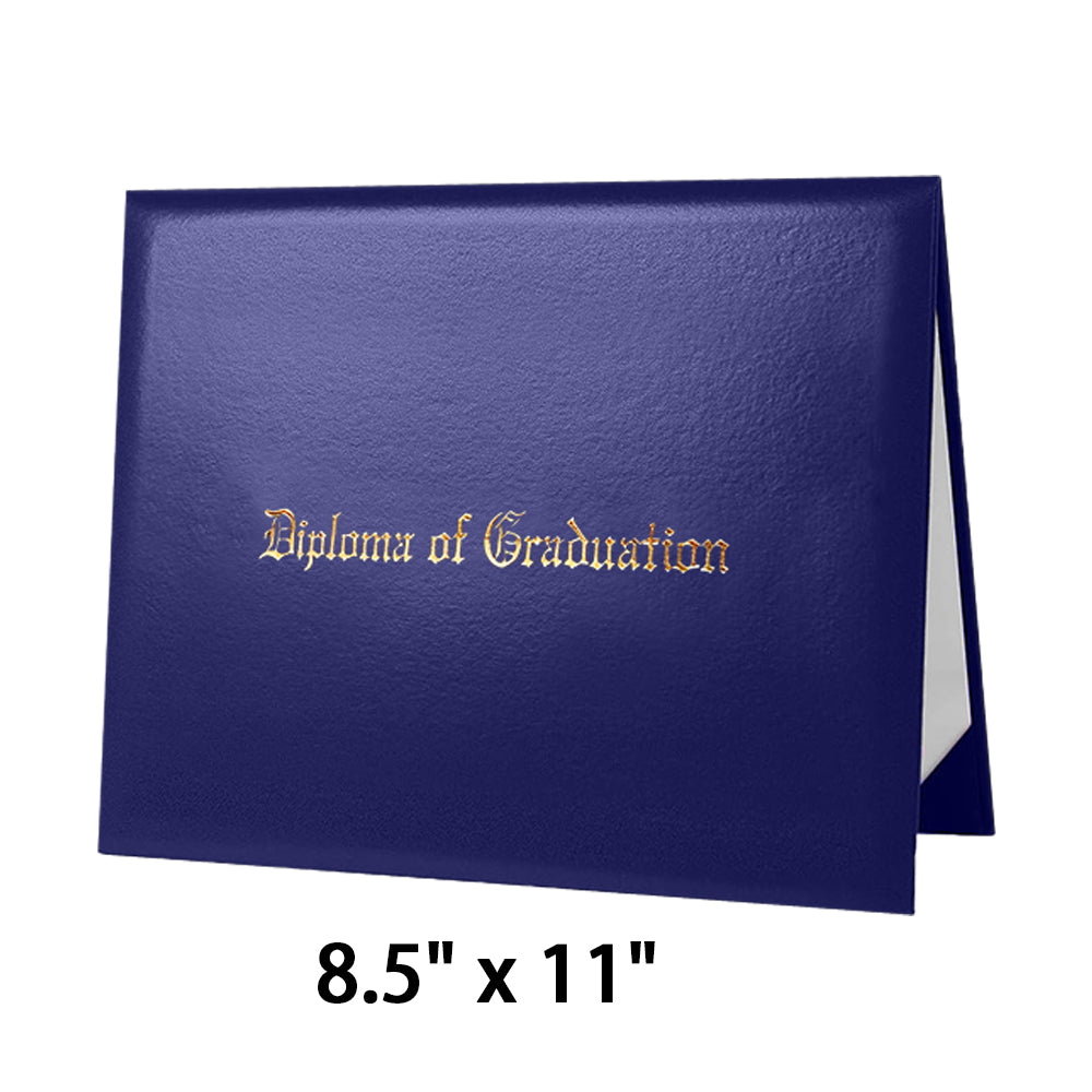 8.5" x 11" Imprinted Diploma Cover Tent Style – Gold Foil Graduation Certificate Holder with Corner Ribbons
