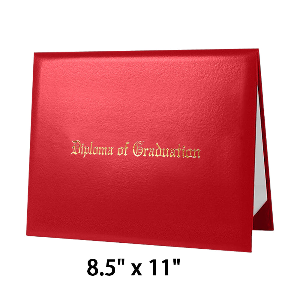 8.5" x 11" Imprinted Diploma Cover Tent Style – Gold Foil Graduation Certificate Holder with Corner Ribbons