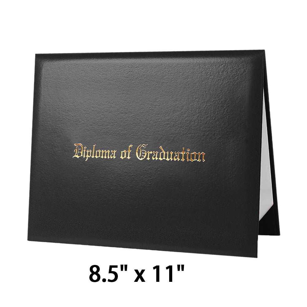 8.5" x 11" Imprinted Diploma Cover Tent Style – Gold Foil Graduation Certificate Holder with Corner Ribbons