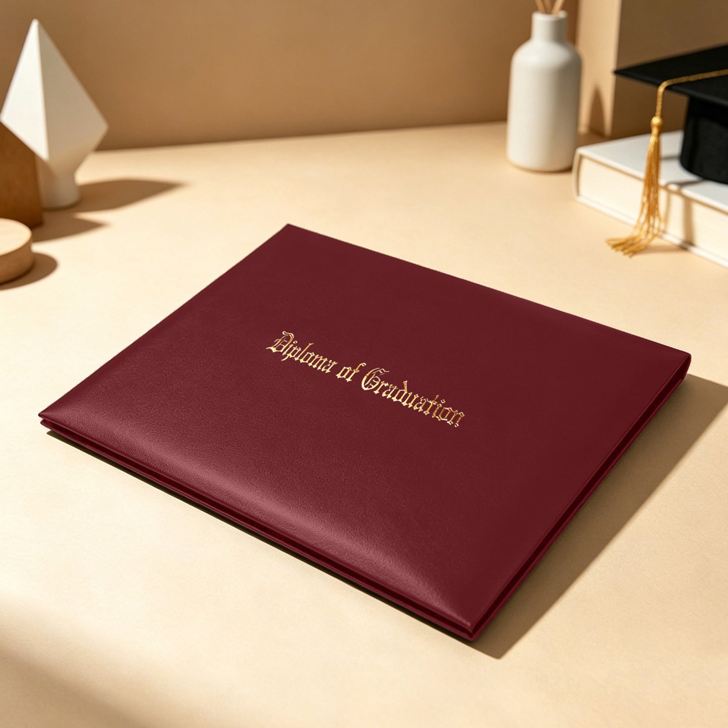 8.5" x 11" Imprinted Diploma Cover Tent Style – Gold Foil Graduation Certificate Holder with Corner Ribbons