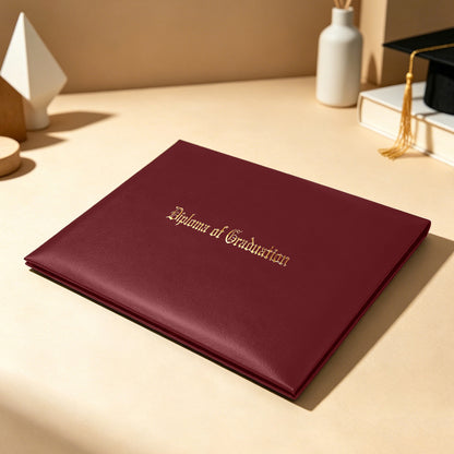 8.5" x 11" Imprinted Diploma Cover Tent Style – Gold Foil Graduation Certificate Holder with Corner Ribbons