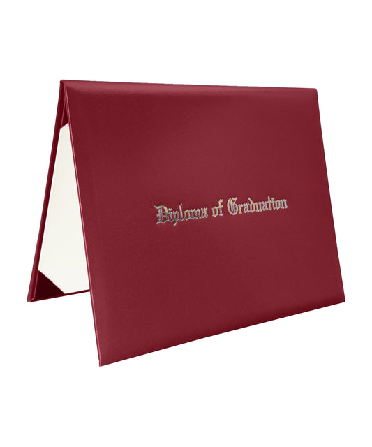 Maroon Imprinted Diploma Cover – High-Quality Leather Graduation Folder for 8.5" x 11" Certificates