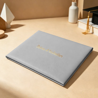 8.5" x 11" Imprinted Diploma Cover Tent Style – Gold Foil Graduation Certificate Holder with Corner Ribbons