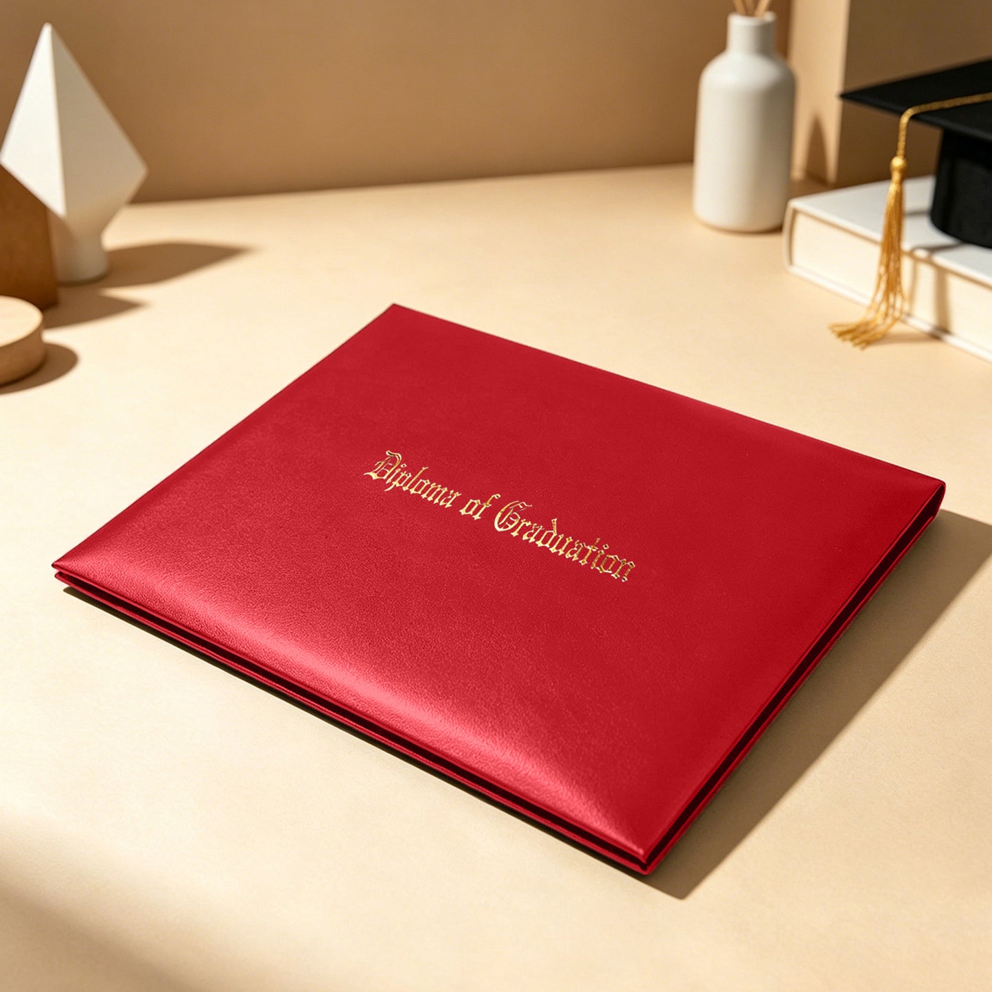 8.5" x 11" Imprinted Diploma Cover Tent Style – Gold Foil Graduation Certificate Holder with Corner Ribbons