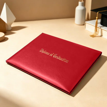 8.5" x 11" Imprinted Diploma Cover Tent Style – Gold Foil Graduation Certificate Holder with Corner Ribbons