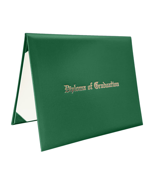 Emerald Green Imprinted Diploma Cover – Premium 8.5" x 11" Leather Graduation Folder