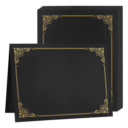 Premium Certificate Holders – Black & Navy Blue with Gold Foil Border | 5/10/25 Packs