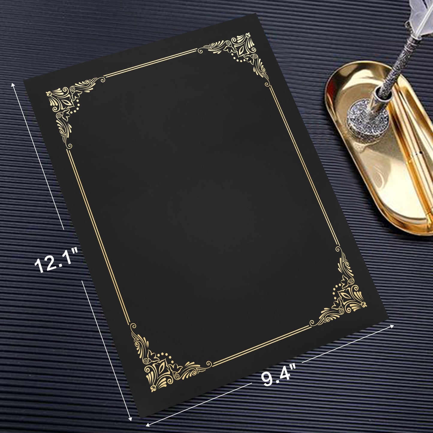 Premium Certificate Holders – Black & Navy Blue with Gold Foil Border | 5/10/25 Packs