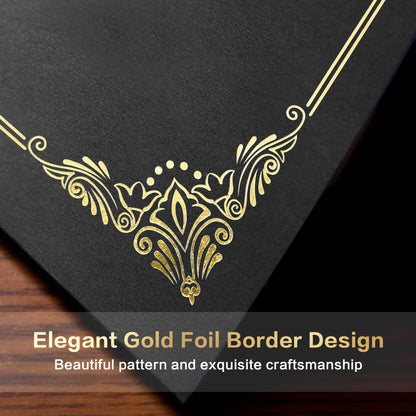 Premium Certificate Holders – Black & Navy Blue with Gold Foil Border | 5/10/25 Packs