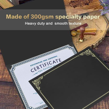 Premium Certificate Holders – Black & Navy Blue with Gold Foil Border | 5/10/25 Packs