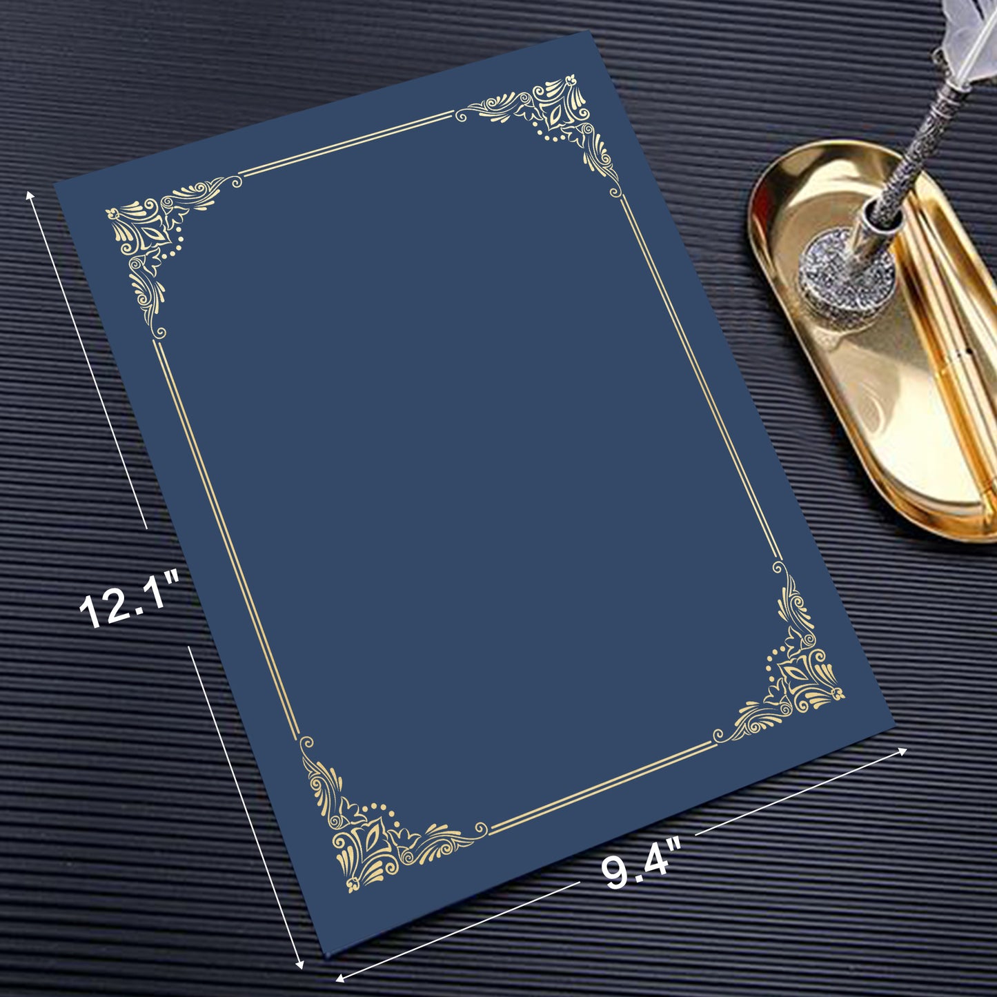 Premium Certificate Holders – Black & Navy Blue with Gold Foil Border | 5/10/25 Packs