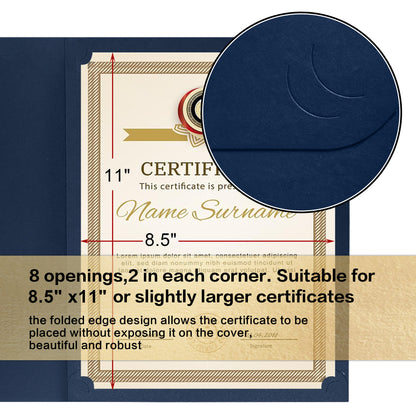 Premium Certificate Holders – Black & Navy Blue with Gold Foil Border | 5/10/25 Packs