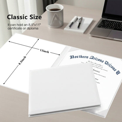 8.5" x 11" Plain Diploma Cover Book Style - PU Leather Certificate Holder Perfect for Graduates & Schools