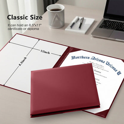 8.5" x 11" Plain Diploma Cover Book Style - PU Leather Certificate Holder Perfect for Graduates & Schools