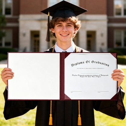 8.5" x 11" Plain Diploma Cover Book Style - PU Leather Certificate Holder Perfect for Graduates & Schools