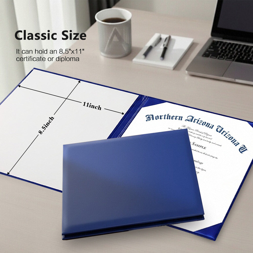 8.5" x 11" Plain Diploma Cover Book Style - PU Leather Certificate Holder Perfect for Graduates & Schools