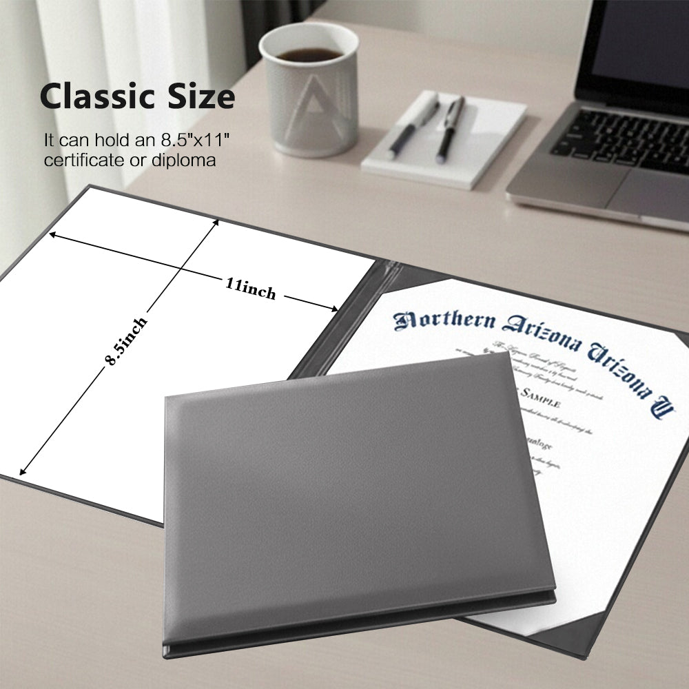 8.5" x 11" Plain Diploma Cover Book Style - PU Leather Certificate Holder Perfect for Graduates & Schools