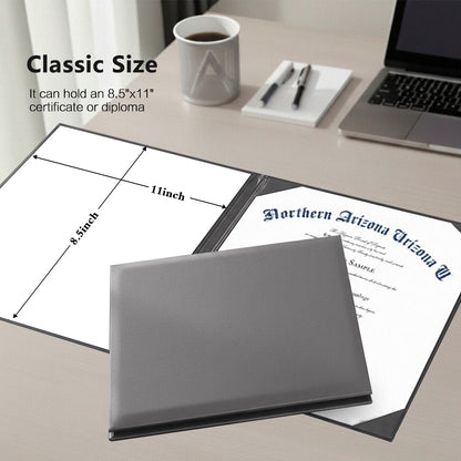 8.5" x 11" Plain Diploma Cover Book Style - PU Leather Certificate Holder Perfect for Graduates & Schools