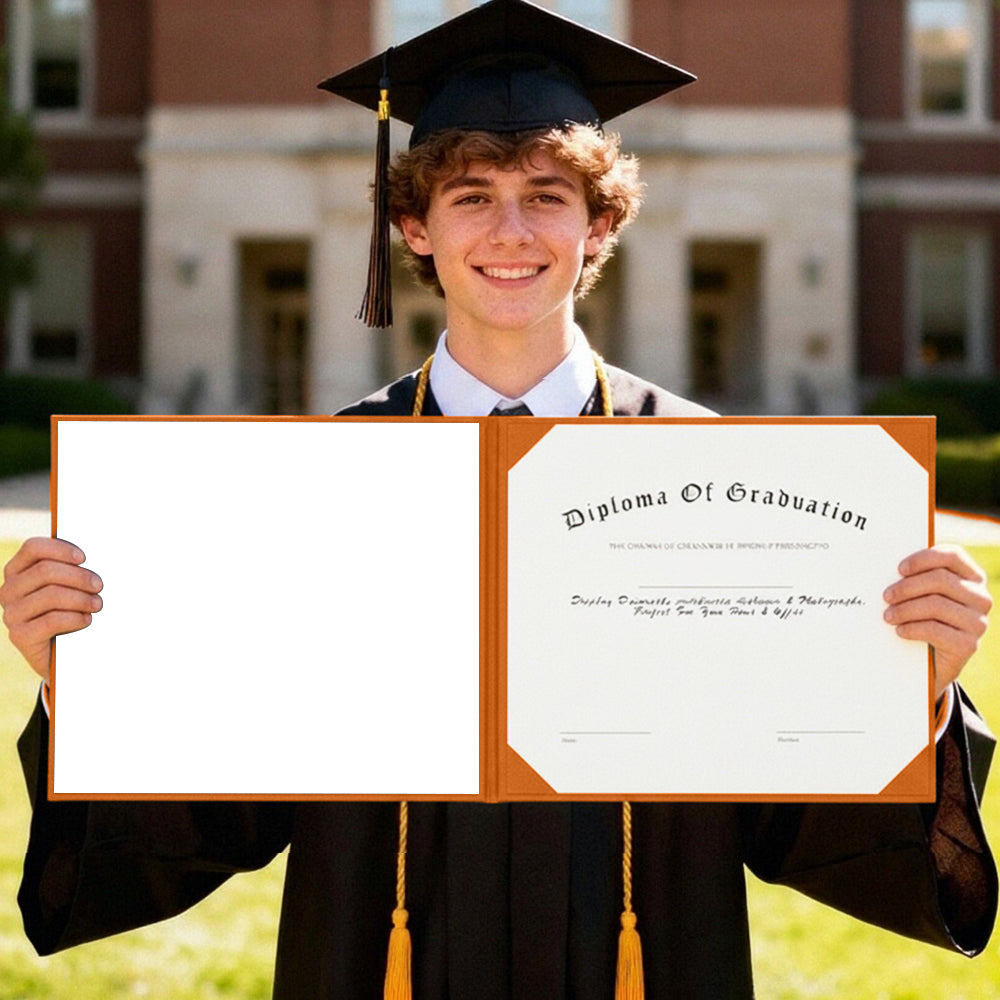 8.5" x 11" Plain Diploma Cover Book Style - PU Leather Certificate Holder Perfect for Graduates & Schools