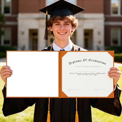 8.5" x 11" Plain Diploma Cover Book Style - PU Leather Certificate Holder Perfect for Graduates & Schools