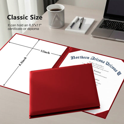 8.5" x 11" Plain Diploma Cover Book Style - PU Leather Certificate Holder Perfect for Graduates & Schools