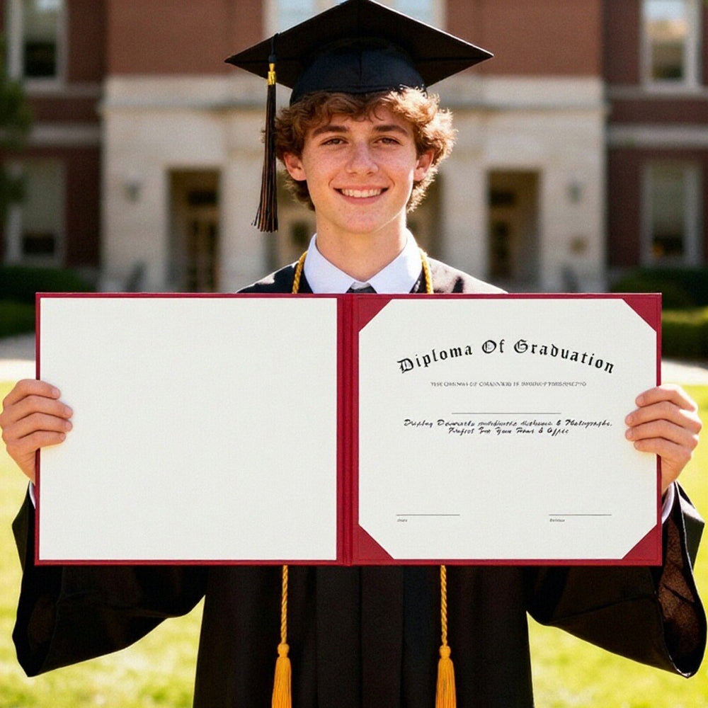 8.5" x 11" Plain Diploma Cover Book Style - PU Leather Certificate Holder Perfect for Graduates & Schools