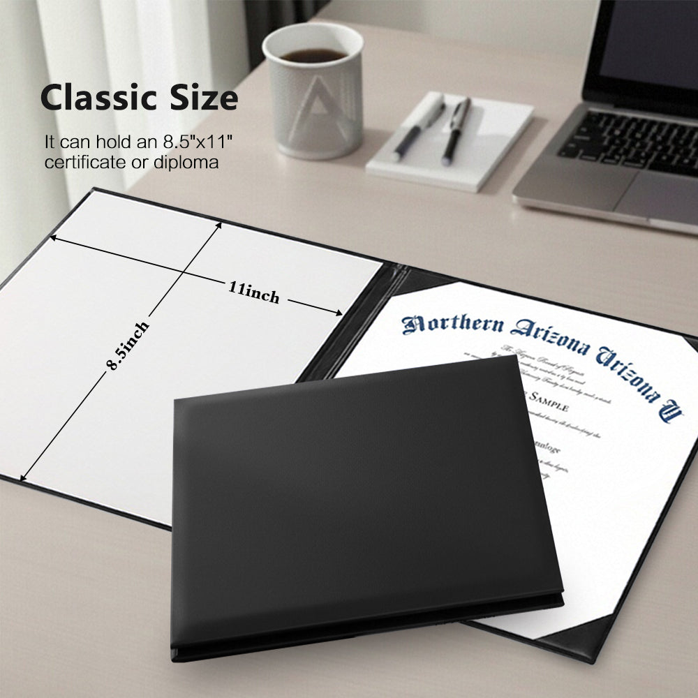 8.5" x 11" Plain Diploma Cover Book Style - PU Leather Certificate Holder Perfect for Graduates & Schools